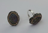 NGR2132 22*28mm - 22*30mm flower plated druzy agate rings