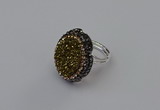 NGR2135 22*28mm - 22*30mm flower plated druzy agate rings