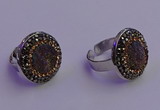 NGR2141 20mm - 22mm coin plated druzy agate gemstone rings