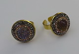 NGR2144 20mm - 22mm coin plated druzy agate rings wholesale