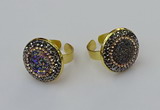 NGR2146 20mm - 22mm coin plated druzy agate rings wholesale