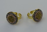 NGR2148 20mm - 22mm coin plated druzy agate rings wholesale