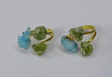 NGR215 5*8mm - 6*10mm freeform druzy agate & peridot rings wholesale