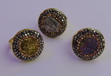 NGR2150 20mm - 22mm coin plated druzy agate gemstone rings