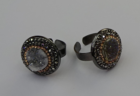 NGR2152 20mm - 22mm coin plated druzy agate rings wholesale