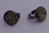 NGR2153 20mm - 22mm coin plated druzy agate gemstone rings