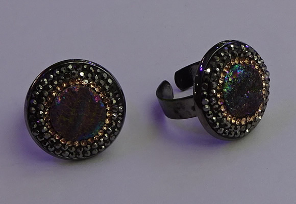 NGR2158 20mm - 22mm coin plated druzy agate gemstone rings