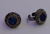 NGR2159 20mm - 22mm coin plated druzy agate gemstone rings