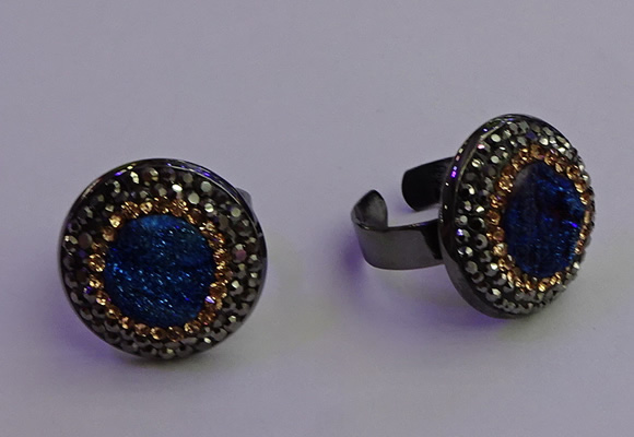 NGR2159 20mm - 22mm coin plated druzy agate gemstone rings