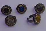 NGR2160 20mm - 22mm coin plated druzy agate gemstone rings