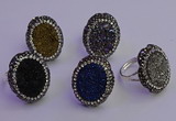 NGR2169 22*28mm - 22*30mm flower plated druzy agate rings