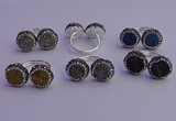 NGR2179 12mm - 14mm coin plated druzy agate rings wholesale