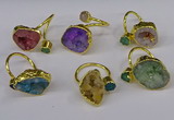 NGR219 8*9mm - 20*25mm freeform druzy agate gemstone rings