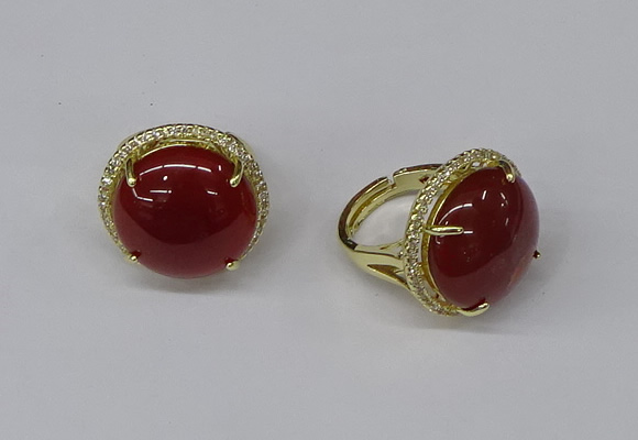 NGR234 20mm flat round agate gemstone rings wholesale