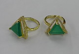 NGR275 14*14mm triangle agate gemstone rings wholesale