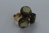 NGR290 14mm - 16mm coin plated druzy agate gemstone rings