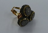 NGR294 14mm - 16mm coin plated druzy agate gemstone rings