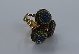 NGR297 14mm - 16mm coin plated druzy agate gemstone rings