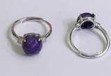 NGR3004 925 sterling silver with 10mm flat  round charoite rings