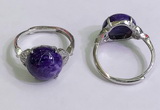 NGR3006 925 sterling silver with 12mm flat  round charoite rings