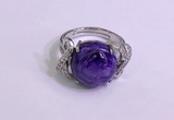 NGR3011 925 sterling silver with 14mm flat  round charoite rings