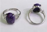 NGR3029 925 sterling silver with 10*14mm oval charoite rings