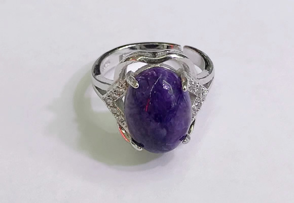 NGR3032 925 sterling silver with 10*14mm oval charoite rings