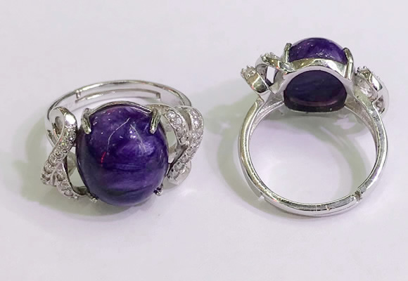 NGR3039 925 sterling silver with 12*14mm oval charoite rings