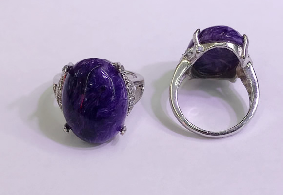 NGR3048 925 sterling silver with 15*20mm oval charoite rings