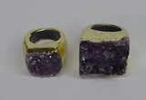 NGR311 25*40mm - 30*35mm freeform druzy amethyst gemstone rings