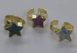 NGR319 15*15mm - 16*16mm star druzy agate gemstone rings