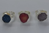 NGR327 16*18mm - 18*20mm freeform druzy agate gemstone rings