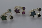 NGR365 8mm coin & 15*16mm star druzy agate rings wholesale