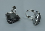 NGR66 15*20mm - 18*25mm freeform plated druzy agate rings