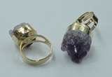 NGR85 12*16mm - 18*20mm freeform druzy amethyst gemstone rings