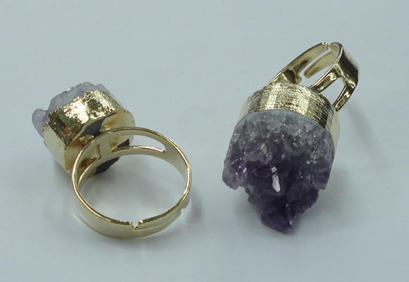 NGR85 12*16mm - 18*20mm freeform druzy amethyst gemstone rings