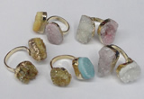 NGR92 15*20mm - 18*25mm freeform plated agate druzy rings