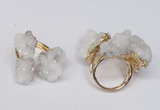 NGR95 15*20mm - 20*25mm nuggets plated druzy quartz rings