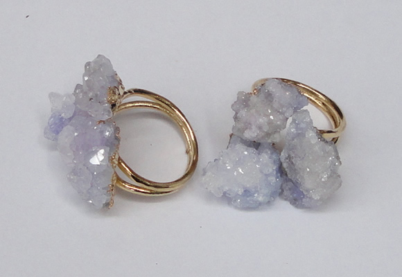 NGR96 15*20mm - 20*25mm nuggets plated druzy quartz rings