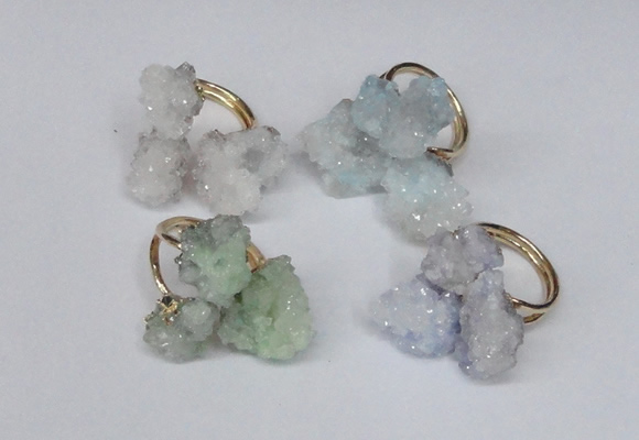 NGR99 15*20mm - 20*25mm nuggets plated druzy quartz rings