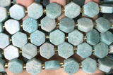 NUGG125 15 inches 14mm hexagon amazonite gemstone beads