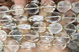 NUGG130 15 inches 12*16mm – 13*18mm faceted freeform white crystal beads