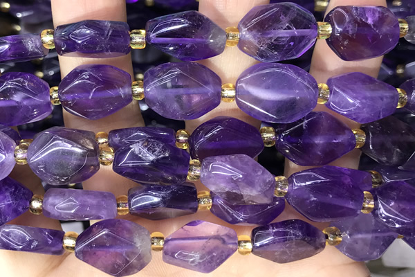 NUGG134 15 inches 12*16mm – 13*18mm faceted freeform amethyst beads