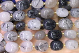 NUGG157 15 inches 10*12mm - 13*18mm nuggets black rutilated quartz beads