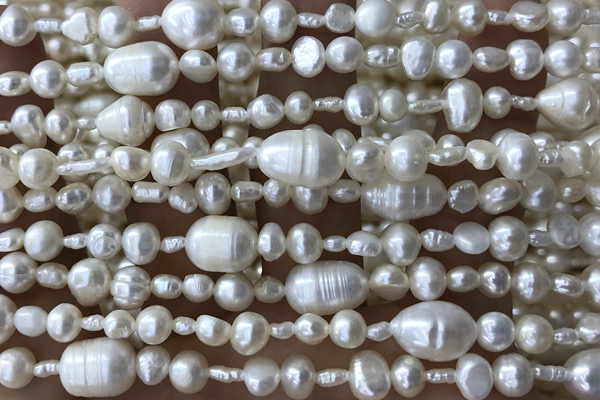 PEAR01 14 inches 3mm – 10mm white freshwater pearl beads