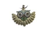 Pend109 28*42mm copper owl pendant pave zirconia gold plated