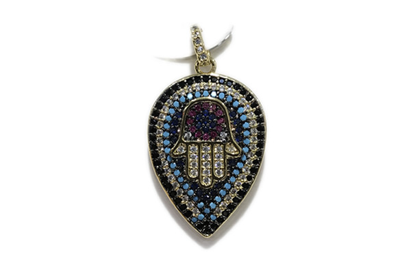 Pend121 20*27mm copper pendant pave zirconia gold plated