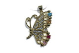 Pend130 26*35mm copper butterfly pendant pave zirconia gold plated