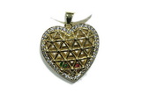 Pend134 22mm copper heart pendant pave shell zirconia gold plated