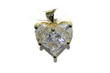 Pend146 15mm copper heart pendant pave zirconia gold plated